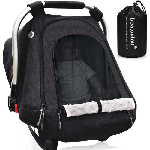 Baby Car Seat Cover for Babies,Patented Waterproof Baby Car Seat Cover for Boys & Girls,Infant Car Seat Cover Canopy for Girls,Windproof Car Seat Canopy for Boys, Keeps Babies Warm and Cozy (Black)