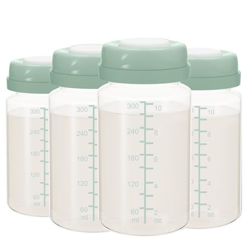 TOVVILD 10oz Breast Milk Storage Bottle for Momcozy 22oz Breast Milk Cooler, Collection Bottle Container for Fridge, Pumping Bottles Compatible with Spectra Wide Neck Flange, 4PCS