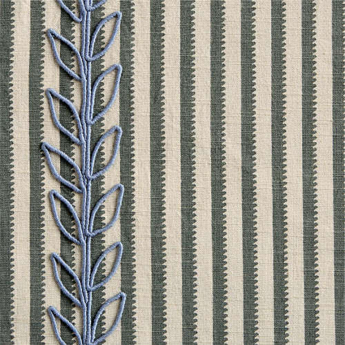 Charles Street Shade Green Embroidered Yarn-Dyed Blackout Window Curtain Panel 44"x84" by Jeremiah Brent