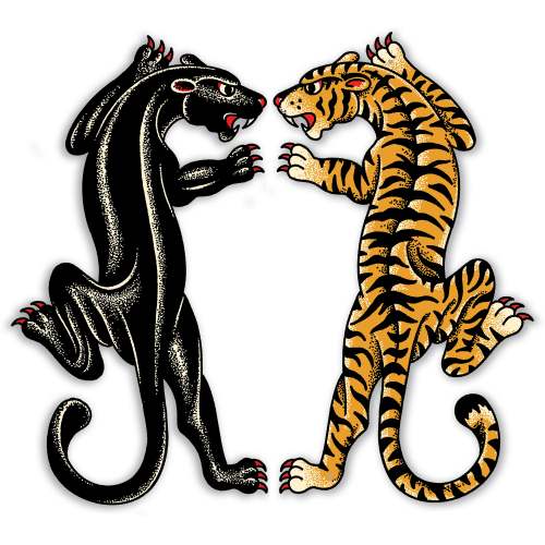 Tiger and Panther Metal Sign