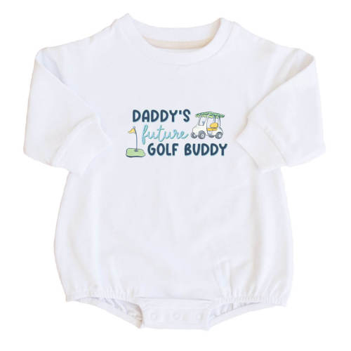Future Golf Buddy Graphic Sweatshirt Bubble Romper | White