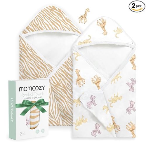 Momcozy Baby Towel with Hooded - Ultra Soft & Absorbent Large Bath Towel Set for Comfort & Gentle on Baby's Skin - Shower Gift & Bath Essential & Baby Registry Search for Newborn,Infant,Toddler,Kids