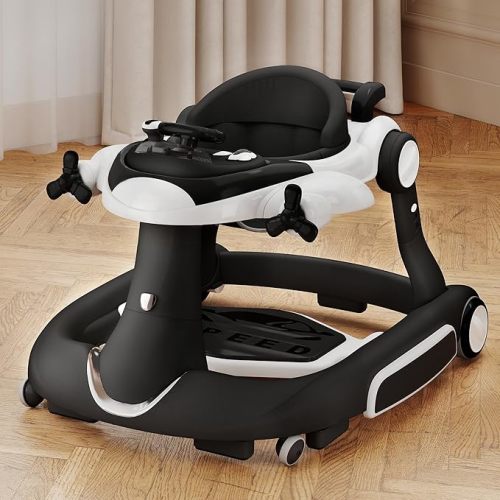 Kinder King 8-in-1 Baby Walker with Music & Lights, 3 Level Adjustable Height, Foldable Toddler Walker with Speed Adjustable Wheels, Easy to Clean, Baby Walkers for Boys & Girls 6-18 Months