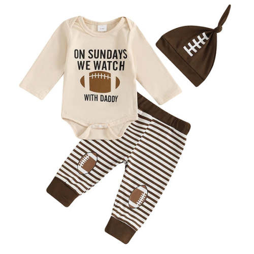 ON SUNDAYS WE WATCH FOOTBALL Striped Outfit - Hazel & Bo