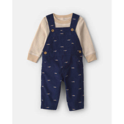 Baby Boy 2-Piece Car Corduroy Long-Sleeve Overall Set - Navy Blue/Cream | Carter's