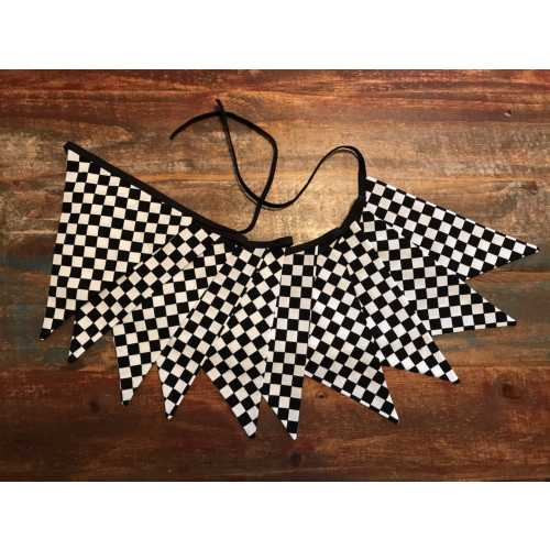 Checkered Bunting Flags Banner, Checkered Race Pennant Flags, Finish Line Pennant Flags Black and White