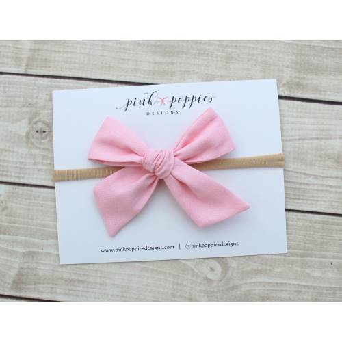 Baby Pink Hair Bow, Cotton Baby Headband, Pink Hair Clip, Pink Bow Headband, Nylon Baby Headband, Baby Girl Headband, Light Pink Baby Bow