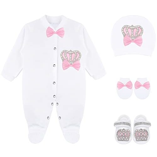 Lilax Baby Girl Newborn Jewels Layette 4 Piece Gift Set
