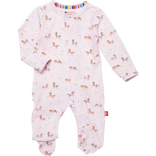 Magnetic Me Girls Modal Magnetic Baby Footie Pajamas | Silky Soft Modal Fabric | Purple Rein | 6-9 Months
