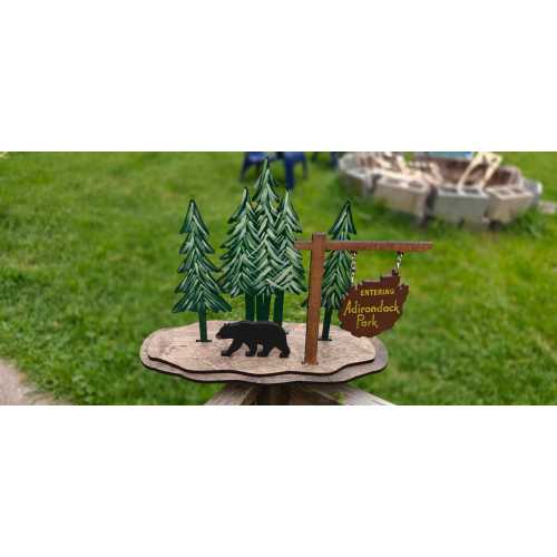 Entering Adirondack Park Shelf Sitter – Wooden ADK Keepsake, ADK Mountain Decor, New York Hiking Gift