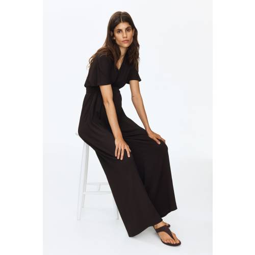 MAMA SHORT-SLEEVED TIE-BELT JUMPSUIT
