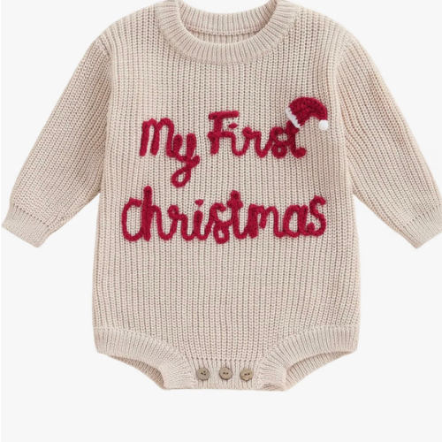 Adobabirl Baby Girl Boy Knitted Sweater Bubble Romper Long Sleeve Jumpsuit Festival Outfit Fall Winter Spring Clothes