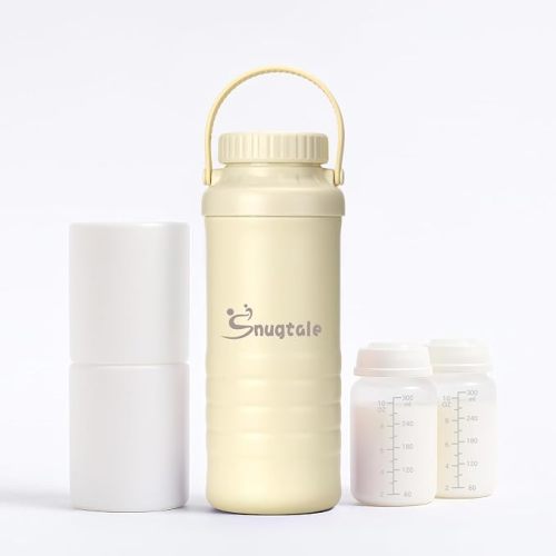 22oz Portable Breast Milk Cooler Bottle – Milk Cooler for Breastmilk, 24H+ Cooling, with 2 BPA-Free Bottles with Measurement Marks, Travel Essential for Outdoor Breastfeeding & Pumping