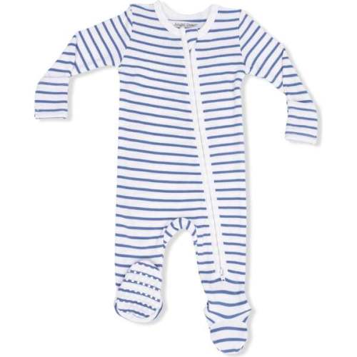 2 Way Zipper Footie, Navy Stripe - Angel Dear | Maisonette