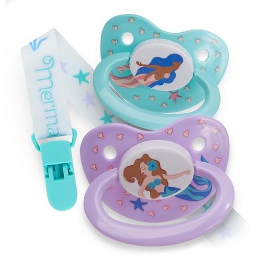 Rearz - Mermaid Tales - Adult Pacifier with Lanyard and Clip (2 Pacifiers and 1 Lanyard)