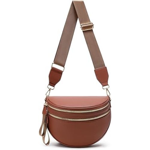 Emmafy Crossbody Bags for Women Lightweight Fanny Pack Spacious Sling Bag for Travel, Gym, Running & Daily Use (Brown)