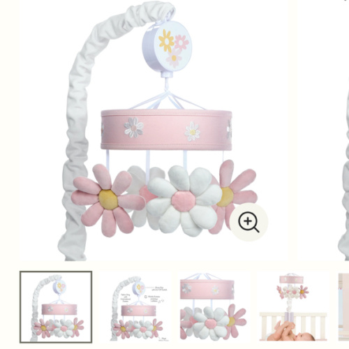 Daisy Dreams Pink/White Musical Baby Crib Mobile Soother Toy – Lambs & Ivy