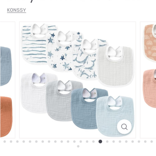 Baby Cotton Bibs 8 Pack- ice blue