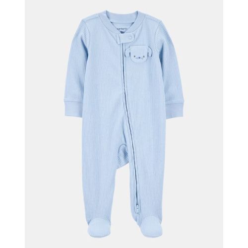 Baby Boy Dog Pocket 2-Way Zip Ribbed Sleep & Play Pajamas - Blue | Carter's