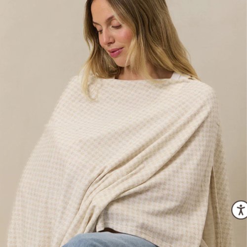 Cream Houndstooth Nursing Cover