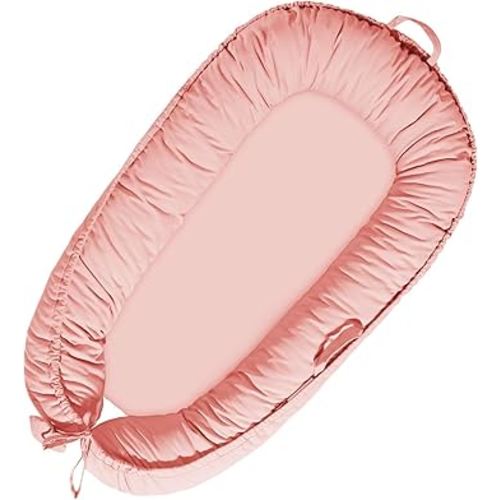 Baby Lounger - Baby Lounger for Newborn 0-24 Months, Soft Breathable Cotton Infant Lounger Cover, Portable Baby Nest for Travel, Newborn Essentials for Baby Girl (Pink)