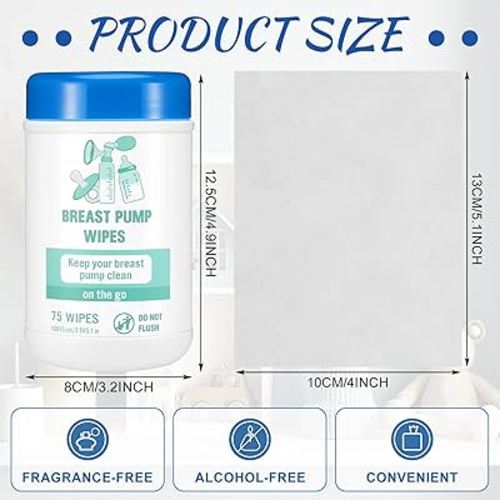 4 Pack Breast Pump Cleaning Wipes 300 Count Pacifier Bottle Wipes Resealable Convenient Hygienic on the Go Cleaning for Quick Clean Pump Parts Tables Countertops Chairs