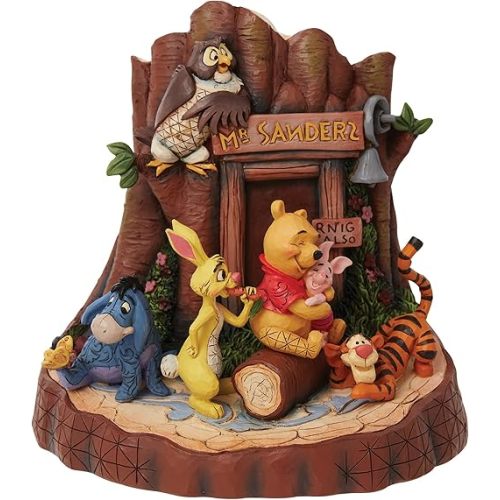 Enesco Disney Traditions by Jim Shore Winnie the Pooh Mount Sanders Carved by Heart Figurine, 7.48 Inch, Multicolor