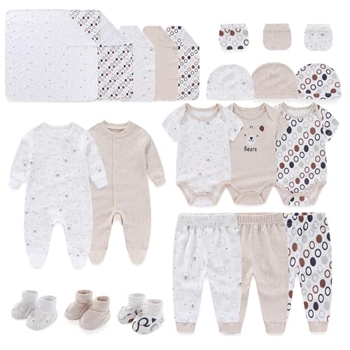 JELYLOVE Unisex Baby Boy Girl Layette Sets 22 Packs New Born Boy Girl Clothes Infant Essentials