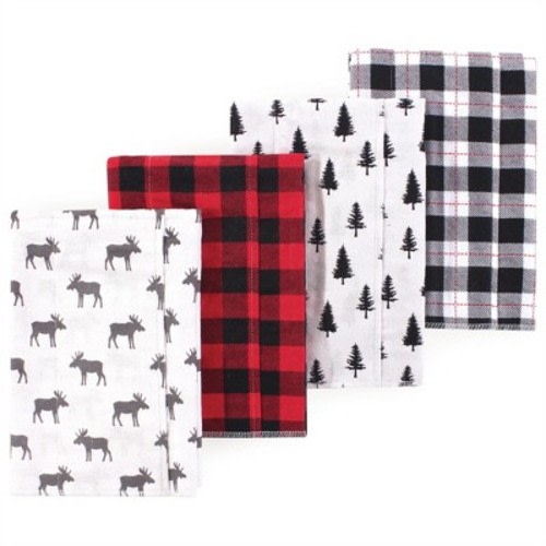 Luvable Friends Hudson Baby Infant Flannel Burp Cloths 4pk, Forest Moose