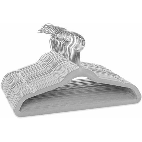 Casafield 50 Velvet Kid's Hangers - 14" Size for Children's Clothes - Gray