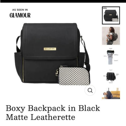 Boxy Backpack in Black Matte Leatherette
