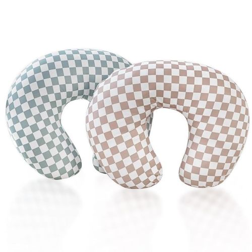 DILIMI 2 Pack Nursing Pillow Cover, Stretchy Removable Case for Breastfeeding Pillows, Ultra Soft Comfortable Slipcover for Baby Girl and Boy, Green and Brown Checkered