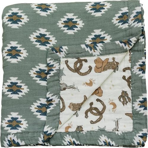 Mebie Baby Muslin Quilt, Southwest Aztec and Outlaw Cowboy, 100% Muslin Cotton Baby Blankets for Girls and Boys, Muslin Baby Blanket for Newborns, 47"x47"