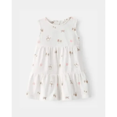 Baby Girl Gardening Print Sleeveless Dress - White | Carter's
