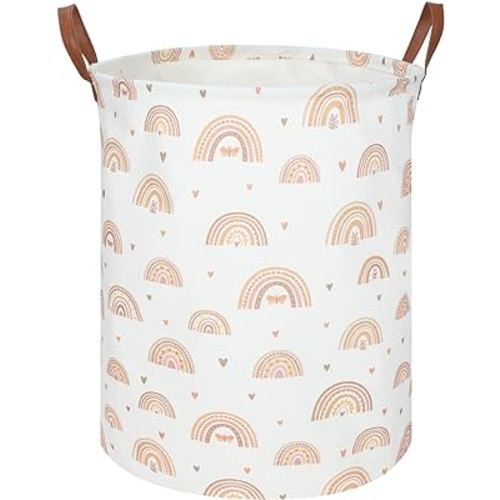 Boho Rainbow Laundry Hamper,Girls Laundry Hamper,Waterproof foldable canvas laundry basket,Baby Nursery Hamper,Gift Basket,Room Decor(Rainbow)