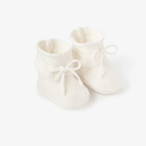 White Garter Knit Baby Booties – Elegant Baby