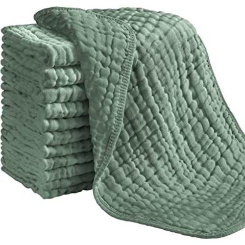 Looxii Muslin Burp Cloths 100% Cotton Muslin Cloths 12 Pack Large 20''x10'' Extra Soft and Absorbent Baby Burping Cloth for Boys and Girls (Dark Green)