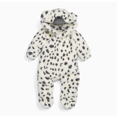 Dalmatian Faux Fur Pramsuit Cream and Black / 0 - 3 M