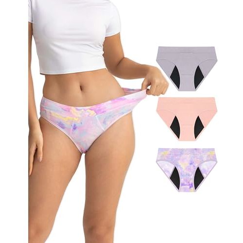 Neione Period Underwear for Women Mid Rise Menstrual Panties Modal Hipster Briefs Soft Stretch