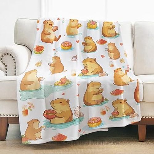 Capybaras Blanket Gifts for Girls Boys Kids, Cute Capybara Throw Blanket 60"x50" Soft Cozy Flannel Capybara Blankets for Women Men Capybaras Lovers, Birthday Christmas Decor for Home Couch Sofa