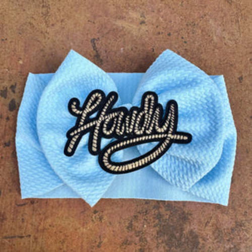 Light blue howdy baby bow – Six shooter boutique
