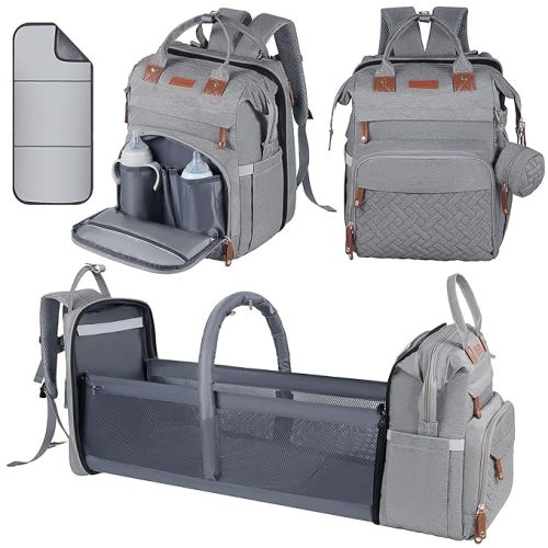 Baby Diaper Bag Backpack with Changing Table Unisex Baby Bag Travel Diaper Bag Grey