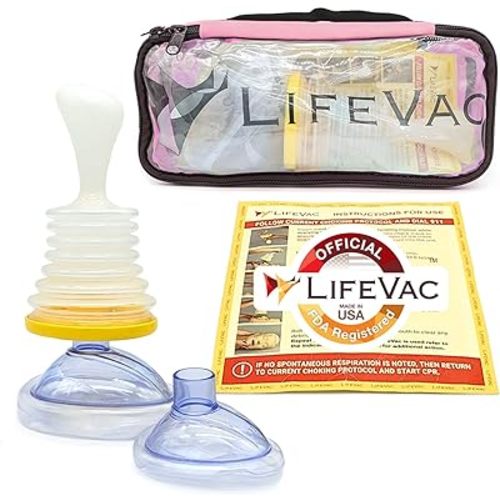 LifeVac Pink Travel Kit - Portable Suction Rescue Device, First Aid Kit for Kids and Adults, Portable Airway Suction Device for Children and Adults