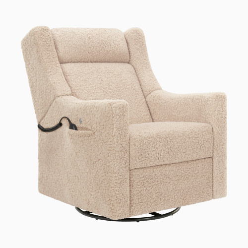 babyletto Kiwi Deluxe Power Recliner and Swivel Glider with Heat and Massage - Chai Shearling
