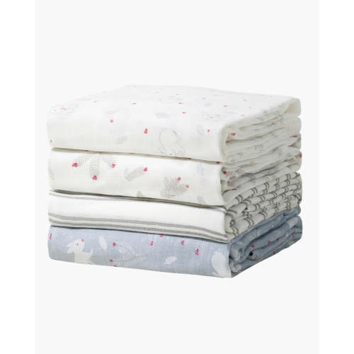 4 packs of Lovely Rabbit Soft Muslin Swaddle Blankets for baby