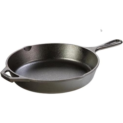 Lodge 10.25 Inch Cast Iron Skillet – Pre-Seasoned Frying Pan with Teardrop Handle – Oven, Stovetop, Grill & Campfire Use – Made in USA – Durable, Non-Toxic, Even-Heating Cookware – Black