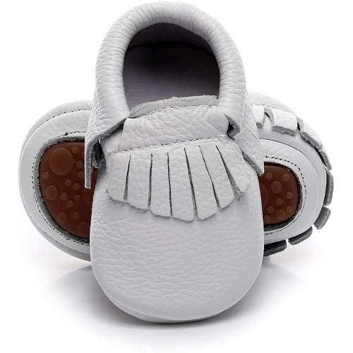 Leather Baby Moccasins Hard Soled Tassel Crib Toddler Shoes for Boys and Girls