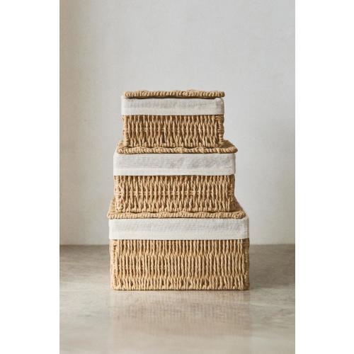COTTON-LINED BASKET WITH LID - Light beige | ZARA United States