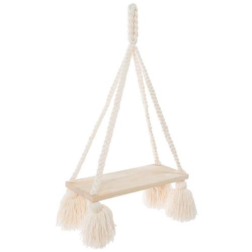 Hanging Wood Shelf With Braids & Tassels