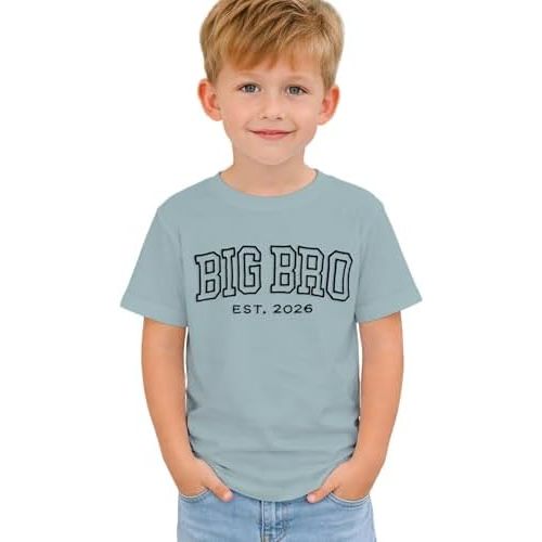 Big Brother T-Shirts Toddler Big Bro Est. 2026 Embroidery Graphic Tee Tops Baby Boys Announcement Crewneck Clothes